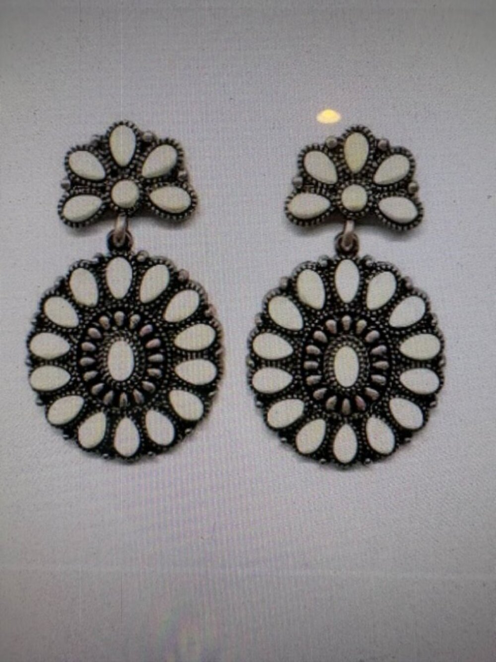Tipi Western Turquoise Concho Dangle Earrings